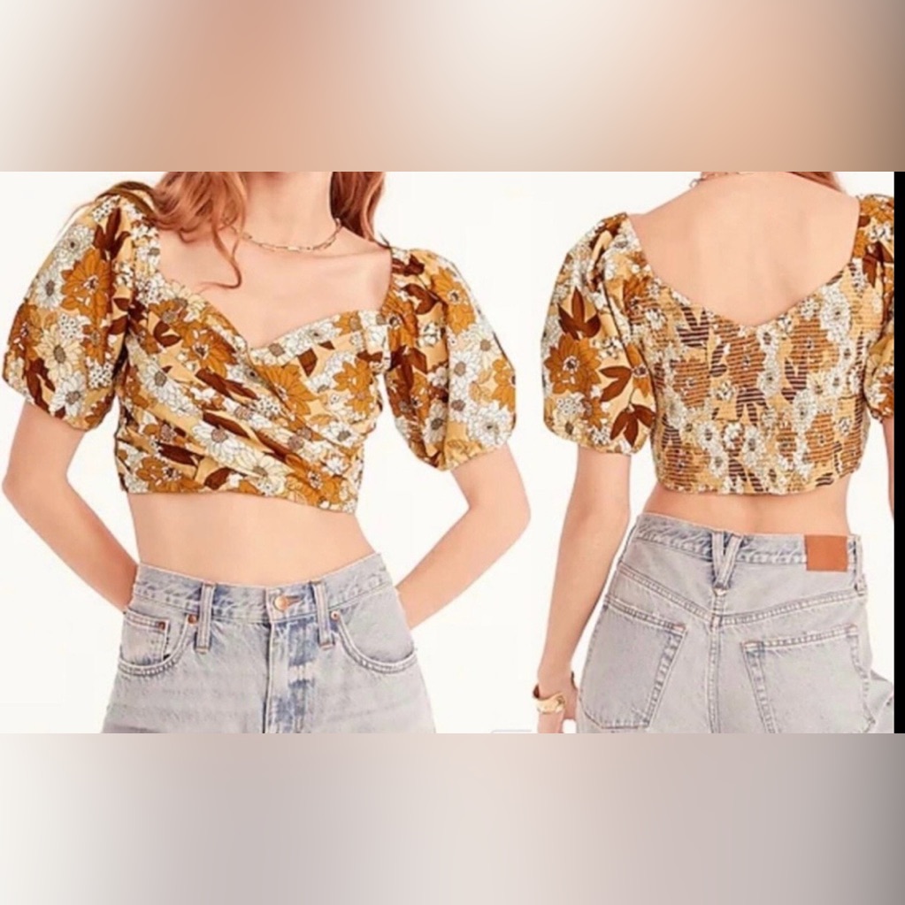J.Crew Puff Sleeve Top Is Zinnia Floral (Sku521)